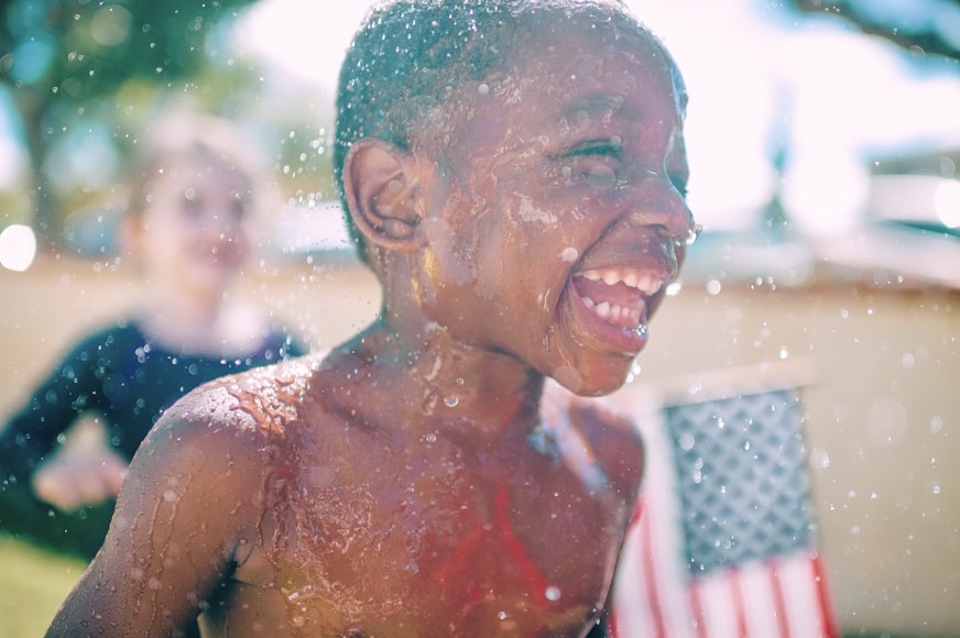 Child playing in water